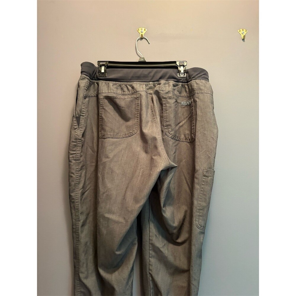 Med Couture Scrub Jogger Pants Womens XL Gray Drawstring Pockets Ribbed - Picture 5 of 11